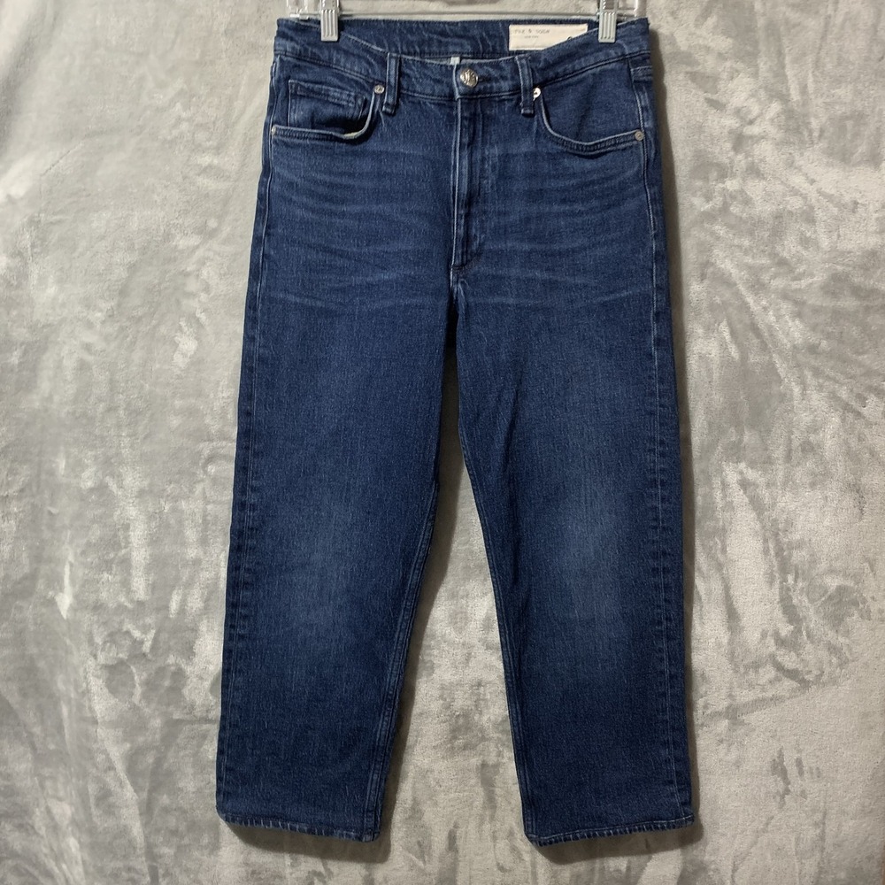 Rag & Bone Women's Jeans Harlow Mid Rise Ankle Straight Size 28 Blue 30x25 Flaw